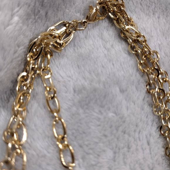 Colorful Gold Chain Charming Necklace Beads Triple Strand Women's Fashion - Picture 11 of 13